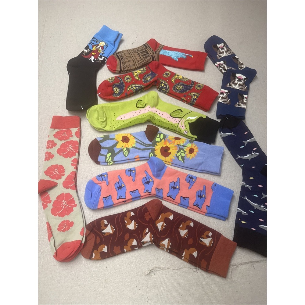Different Touch Crew Socks 10 Pair Novelty Assorted Multi-Color One Size New